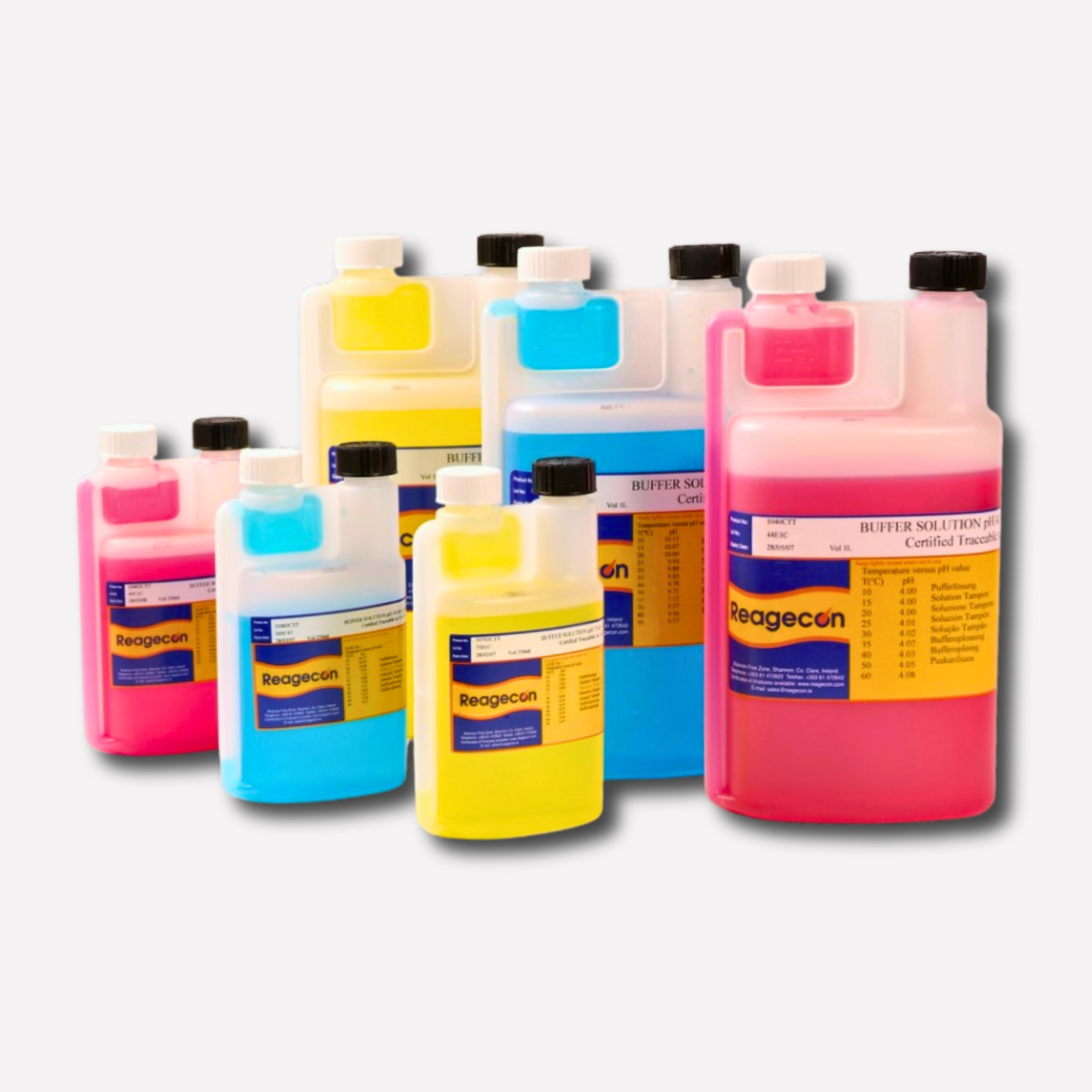 Reagecon pH 7.00 Colour Coded Buffer Solution - 25°C in Twin Neck ISO 17025